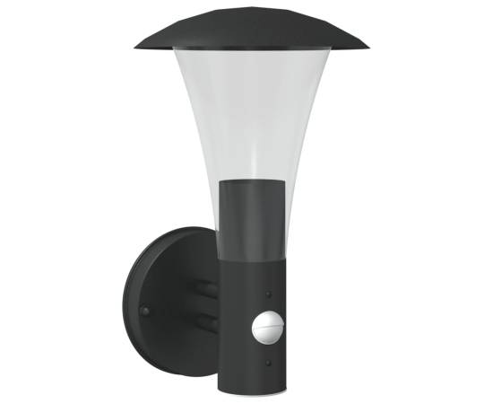 Lampă exterioară de perete cu senzor, negru, oțel inoxidabil, 2 image