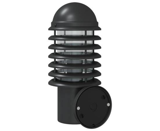Lampă exterioară de perete cu senzor, negru, oțel inoxidabil, 6 image