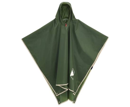 Poncho de ploaie cu glugă, design 2 în 1, verde, 223x145 cm, 2 image