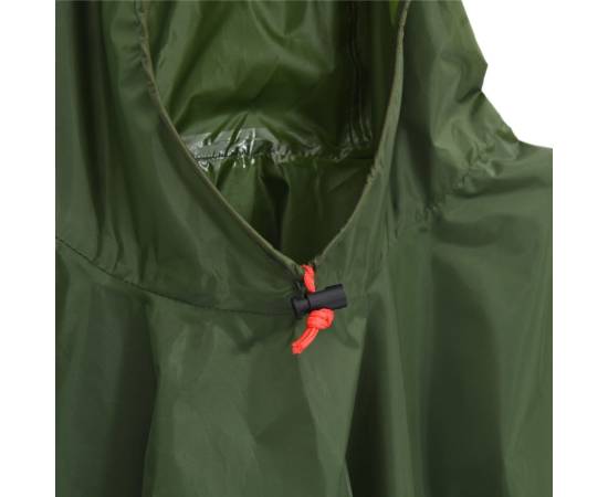 Poncho de ploaie cu glugă, design 2 în 1, verde, 223x145 cm, 5 image