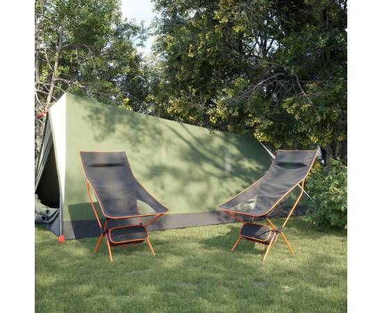 Scaune camping pliabile, 2 buc., negru, textil oxford /aluminiu, 3 image
