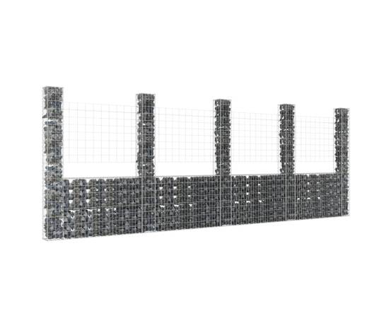 Coș de gabion în formă de u cu 5 stâlpi, 500x20x200 cm, fier