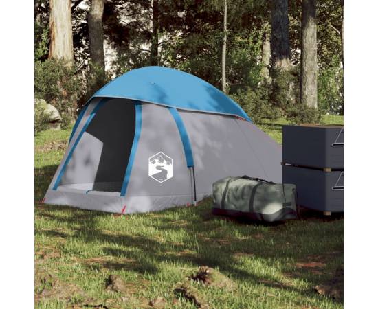 Cort de camping cupolă pentru 1 persoană, albastru, impermeabil