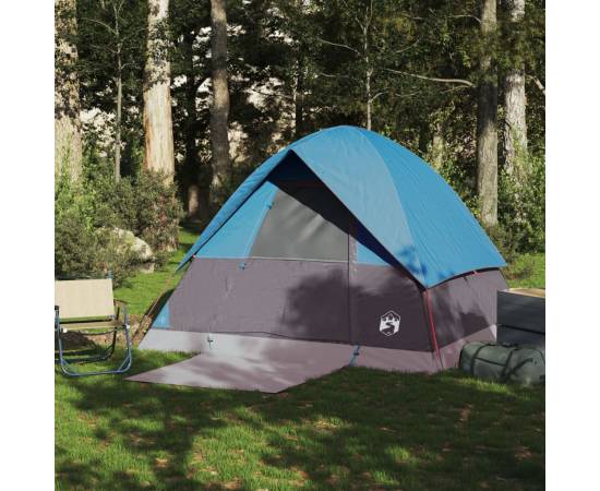 Cort de camping cupolă pentru 4 persoane, albastru, impermeabil, 3 image