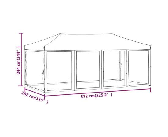 Cort pliabil pentru petreceri cu pereți laterali, negru, 3x6 m, 11 image