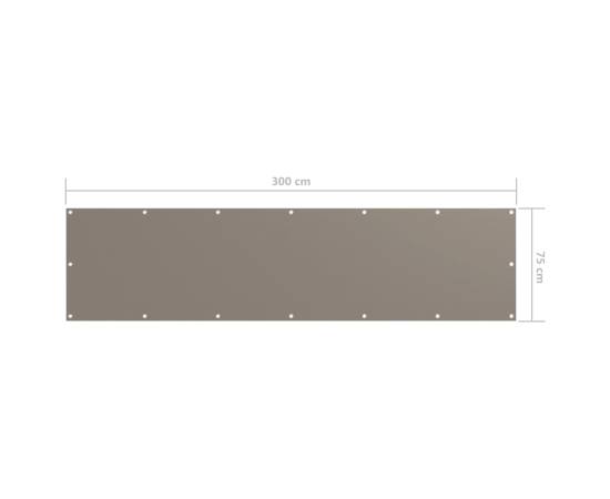 Paravan de balcon, gri taupe, 75x300 cm, țesătură oxford, 5 image