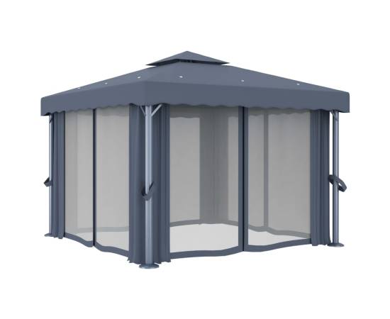 Pavilion cu perdea, antracit, 3 x 3 m, aluminiu, 3 image