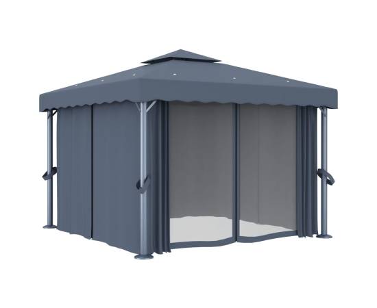 Pavilion cu perdea, antracit, 3 x 3 m, aluminiu, 2 image