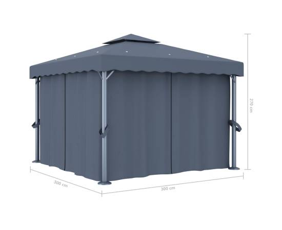 Pavilion cu perdea, antracit, 3 x 3 m, aluminiu, 6 image