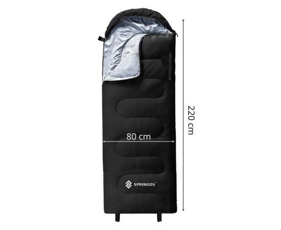 Sac de dormit, turistic, 2 in 1, negru, 220x80 cm, springos, 2 image