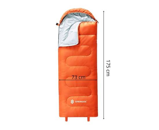 Sac de dormit, turistic, 2 in 1, portocaliu, 205x73 cm, springos, 3 image