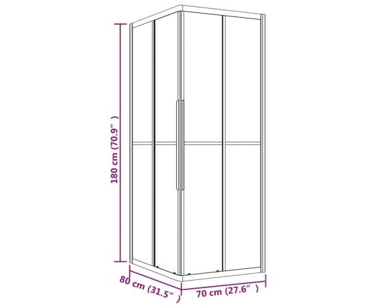 Cabină de duș, 80x70x180 cm, esg mat, 10 image