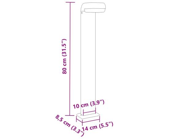 Lămpi exterioare de podea 3 buc. negru 80 cm aluminiu turnat, 8 image