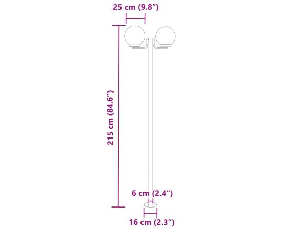 Lămpi exterioare de podea 3 buc argintiu 215 cm oțel inoxidabil, 7 image