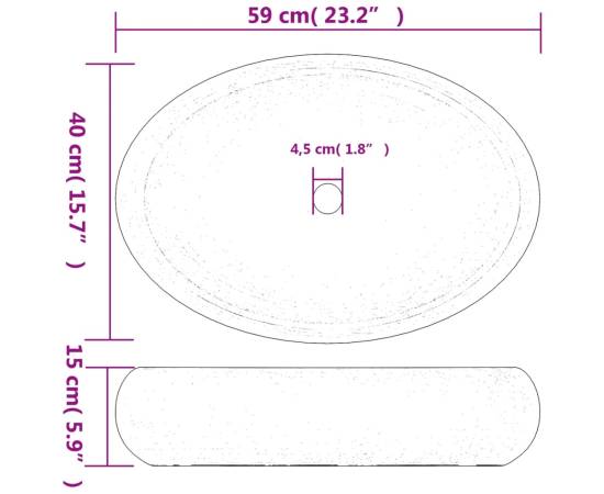 Lavoar de blat, alb, 59x40x15 cm, ceramică, oval, 8 image