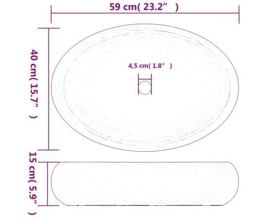 Lavoar de blat, verde și maro, 59x40x15 cm, ceramică, oval, 8 image