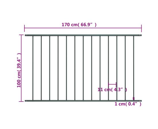 Panou de gard, antracit, 1,7 x 1 m, oțel vopsit electrostatic, 4 image