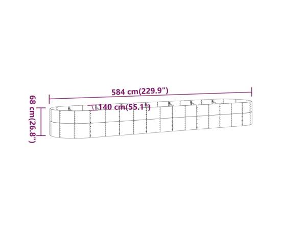 Jardinieră grădină gri 584x140x68 cm oțel vopsit electrostatic, 6 image