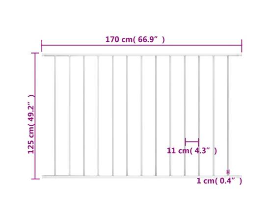 Panou de gard, alb, 1,7 x 1,25 m, oțel vopsit electrostatic, 4 image