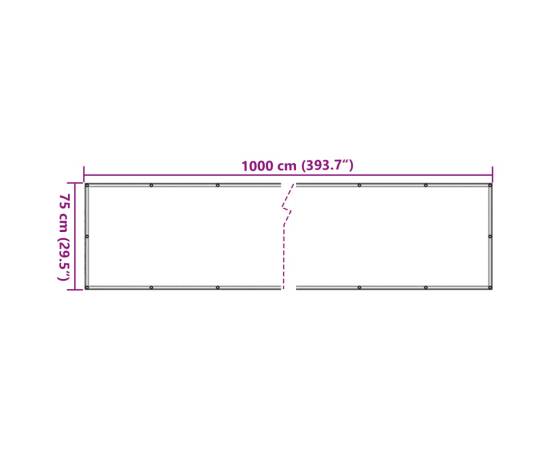 Paravan de grădină, gri, 1000x75 cm, pvc, 6 image