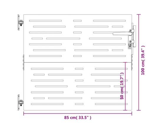 Poartă pentru grădină, 85x100 cm, oțel corten, dreptunghiuri, 10 image