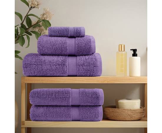 Prosoape mâini premium 2 buc violet 30x30cm 600 gsm 100% bumbac, 3 image