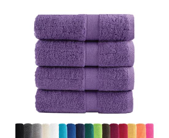 Prosoape mâini premium 4 buc violet 30x30cm 600 gsm 100% bumbac, 2 image