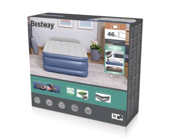 Bestway saltea gonflabilă tritech 1 pers. 191x97x46 cm, albastru/gri, 11 image