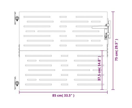 Poartă pentru grădină, 85x75 cm, oțel corten, dreptunghiuri, 10 image