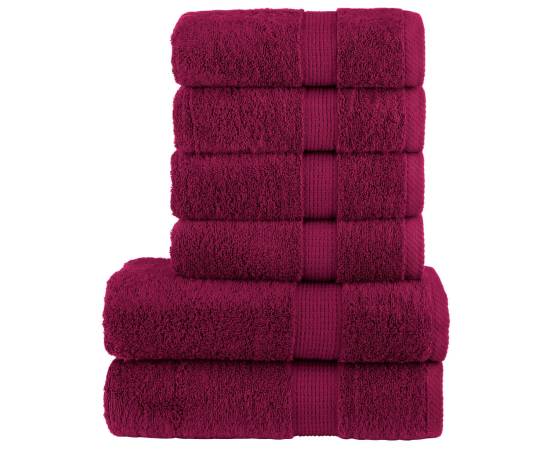 Set de prosoape premium, 6 piese, bordo, 600 g/m² 100% bumbac