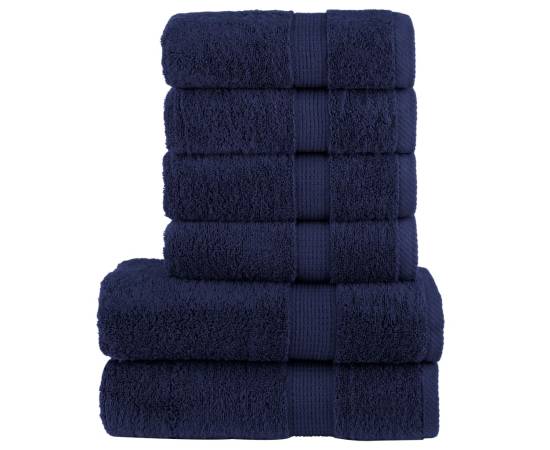 Set de prosoape premium 6 piese bleumarin, 600 g/m² 100% bumbac