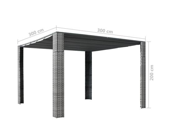 Pavilion cu acoperiș, gri/antracit, 300x300x200 cm, poliratan, 4 image