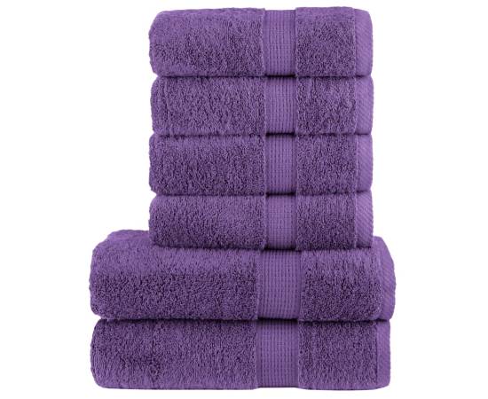 Set de prosoape premium, 6 piese, violet, 600 g/m² 100% bumbac