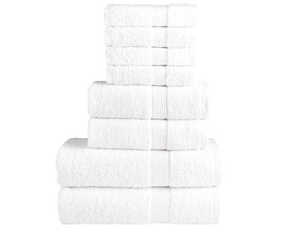 Set de prosoape premium, 8 piese, alb, 600 g/m² 100% bumbac