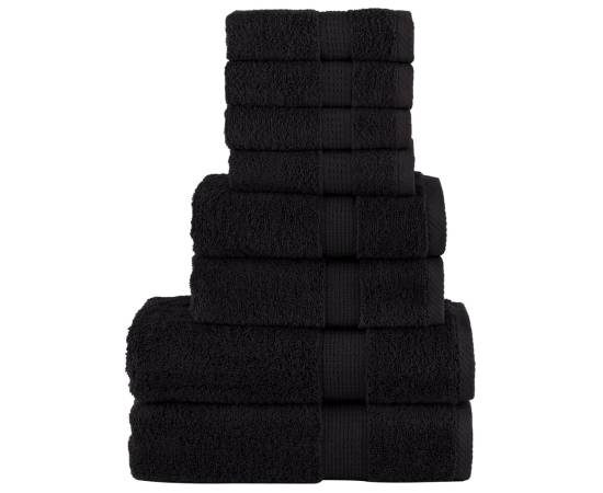 Set de prosoape premium 8 piese, negru, 600 g/m² 100% bumbac