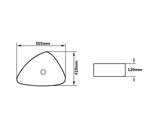 Chiuvetă de baie, negru, 50,5x41x12 cm, ceramică, triunghiulară, 5 image