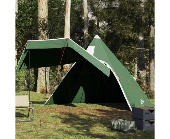 Cort de camping tipi pentru 5 persoane, verde, impermeabil