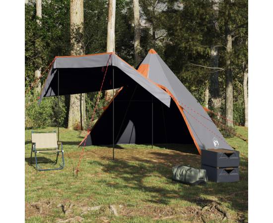 Cort de camping tipi pentru 5 persoană, gri, impermeabil, 4 image