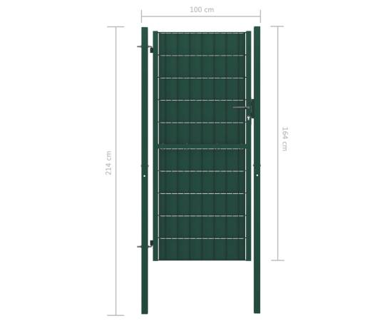 Poartă de gard, verde, 100x164 cm, pvc și oțel, 4 image