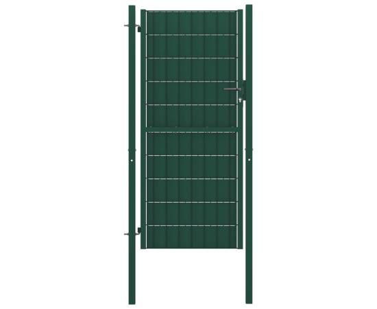 Poartă de gard, verde, 100x204 cm, pvc și oțel