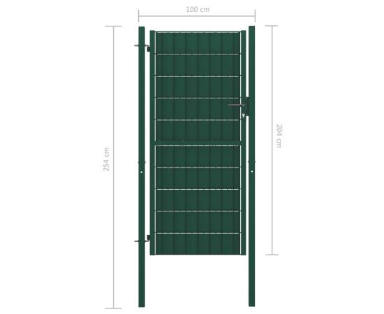 Poartă de gard, verde, 100x204 cm, pvc și oțel, 4 image