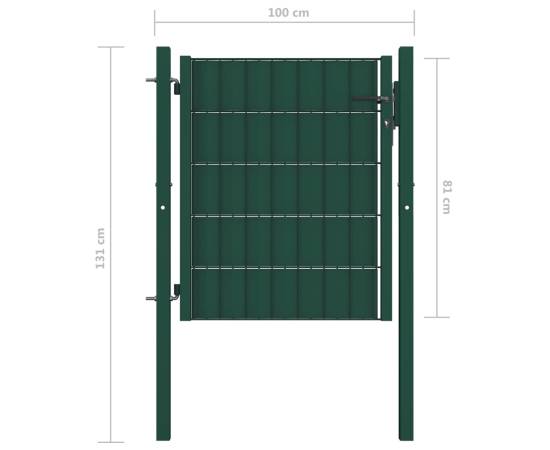 Poartă de gard, verde, 100x81 cm, pvc și oțel, 4 image