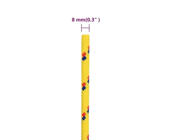 Frânghie de barcă, galben, 8 mm, 25 m, polipropilenă, 6 image