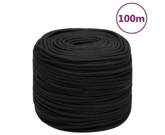 Frânghie de barcă, negru complet, 10 mm, 100 m, polipropilenă