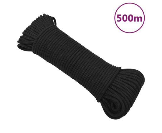 Frânghie de barcă, negru complet, 5 mm, 500 m, polipropilenă