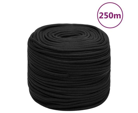 Frânghie de barcă, negru complet, 6 mm, 250 m, polipropilenă