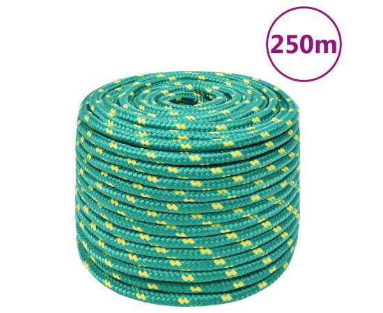 Frânghie de barcă, verde, 12 mm, 250 m, polipropilenă