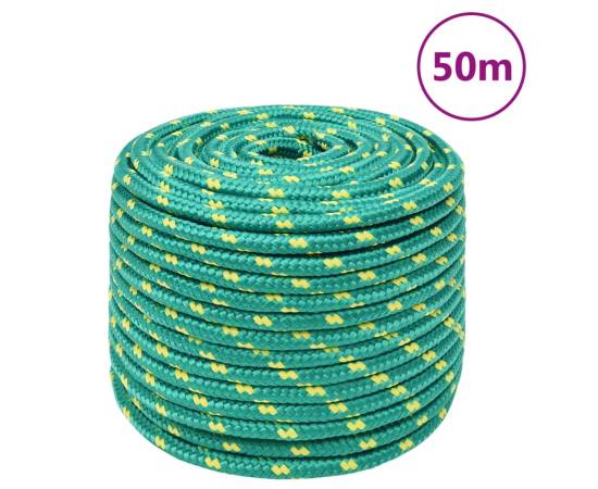 Frânghie de barcă, verde, 12 mm, 50 m, polipropilenă