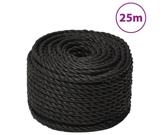 Frânghie de lucru, negru, 24 mm, 25 m, polipropilenă