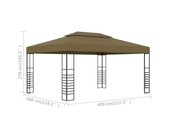 Pavilion de grădină, gri taupe, 3 x 4 m, 180 g/m², 6 image